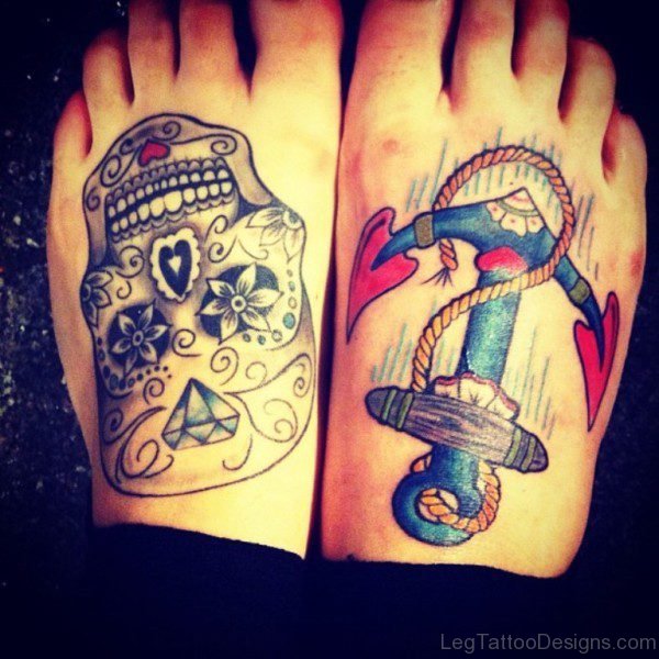 Anchor And Skull Tattoo