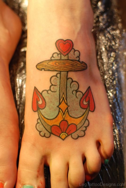 Anchor Tattoo On Foot 