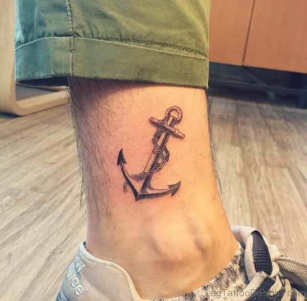 Anchor Tattoo On Men Ankle