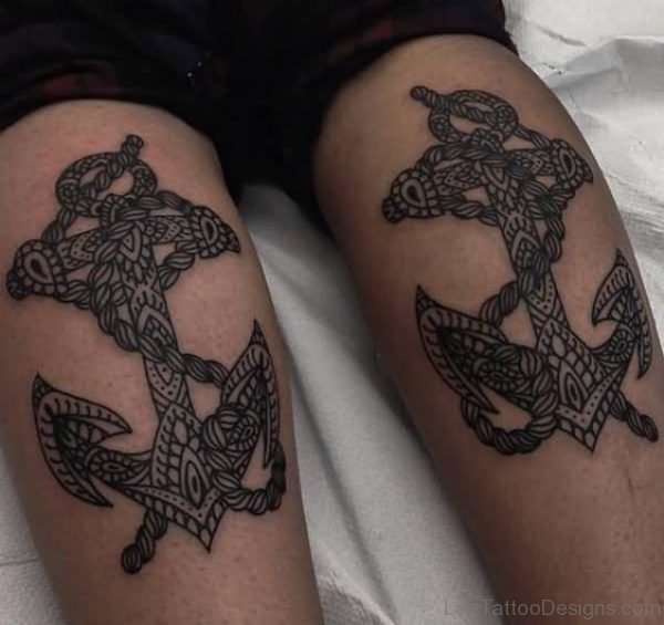 Anchor Tattoo On Thigh For Men