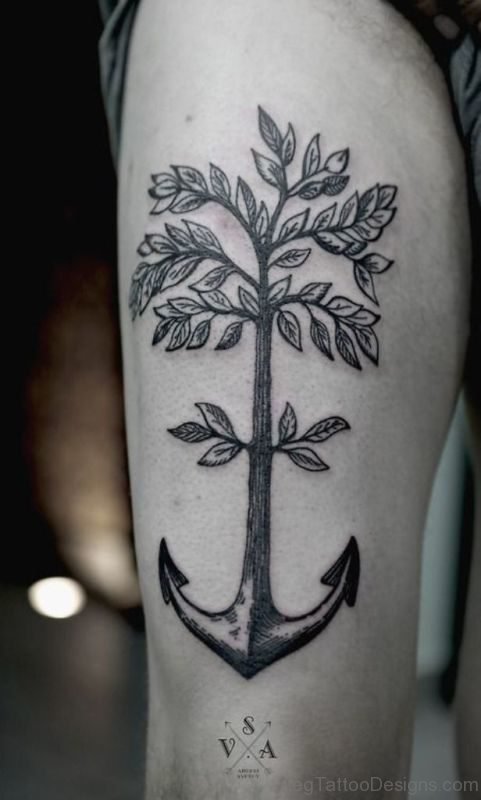 Anchor Tree Tattoo
