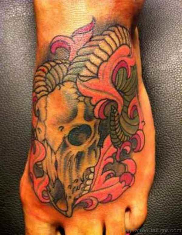 Animal Skull Foot Tattoo