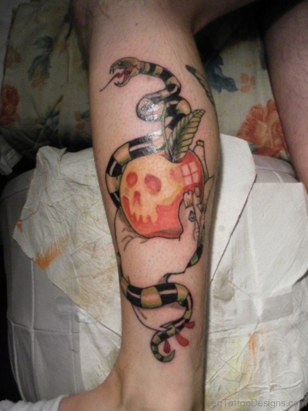 Apple And Snake Tattoo
