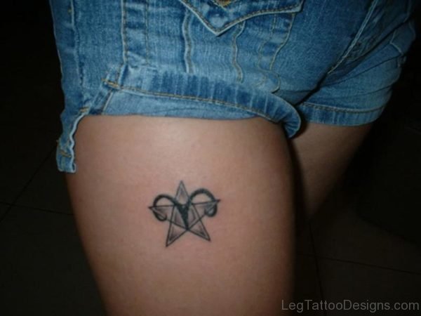 Ar ies Symol Thigh Tattoo