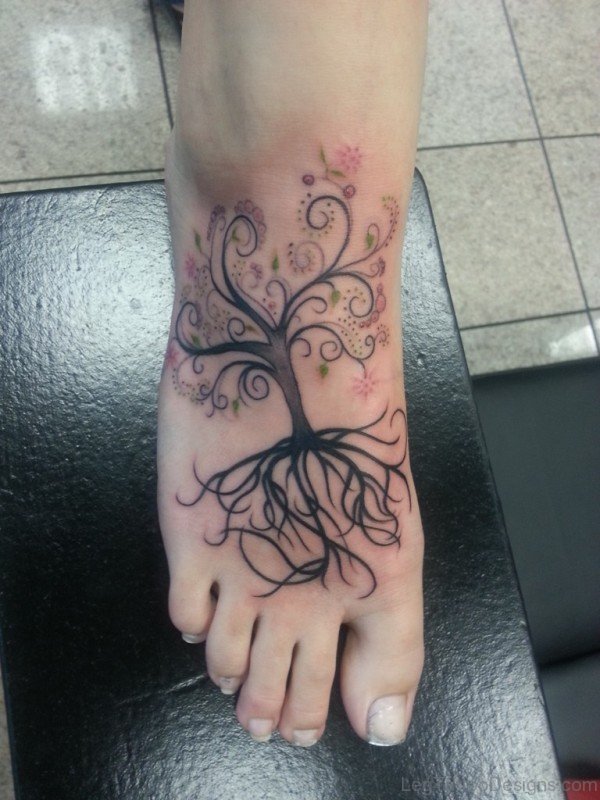 Attractive Tree Tattoo On Foot