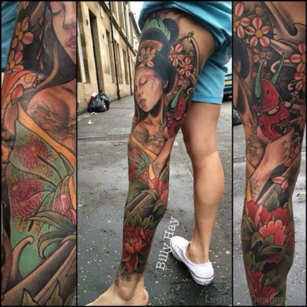 Awesome Geisha Tattoo