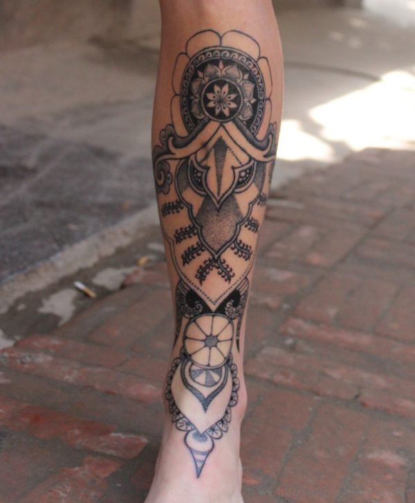Awesome Mandala Tattoo On Leg