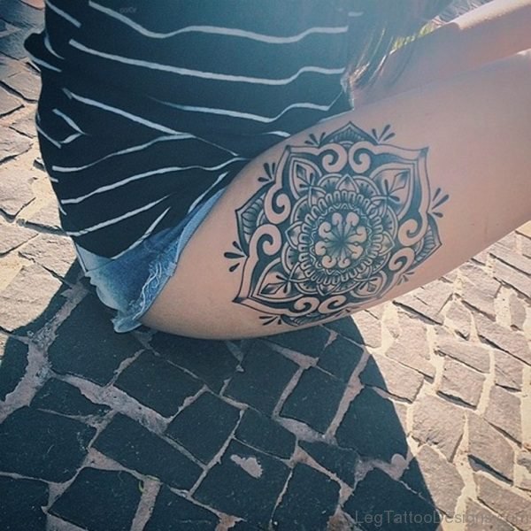 Awesome Mandala Tattoo On Thigh