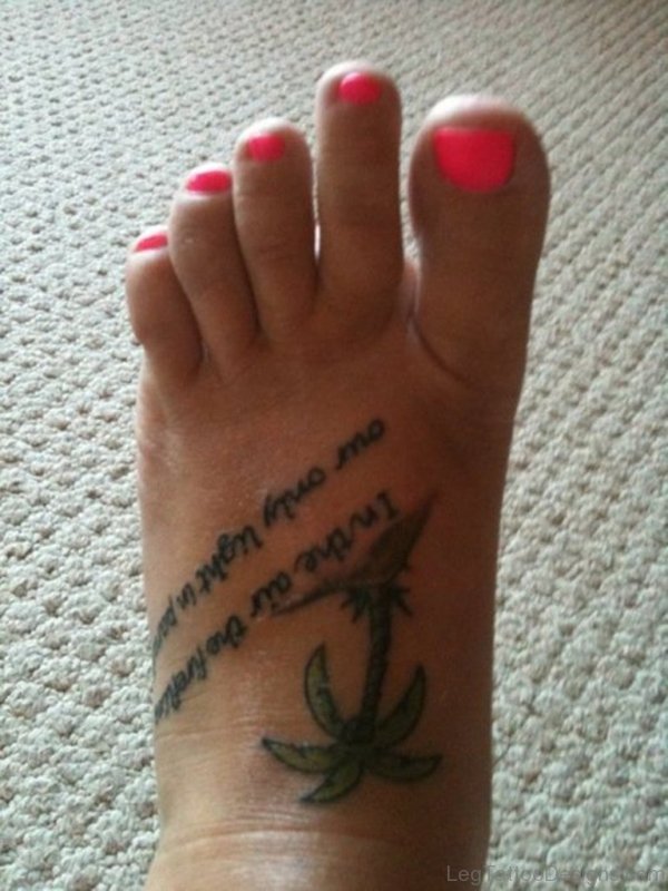 Awesome Palm Tree Tattoo On Left Foot