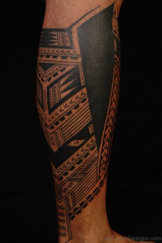 Awesome Samoan Tattoo On Leg