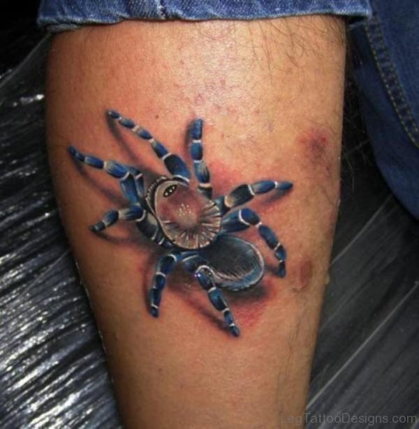 Awesome Spider Tattoo On Leg