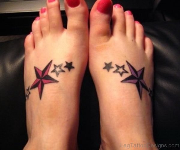 Awesome Star Tattoo On Foot