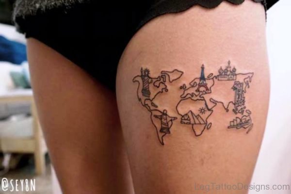 Awesome World Map Tattoo 1