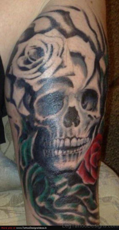 Aztec Skull Tattoo For Leg