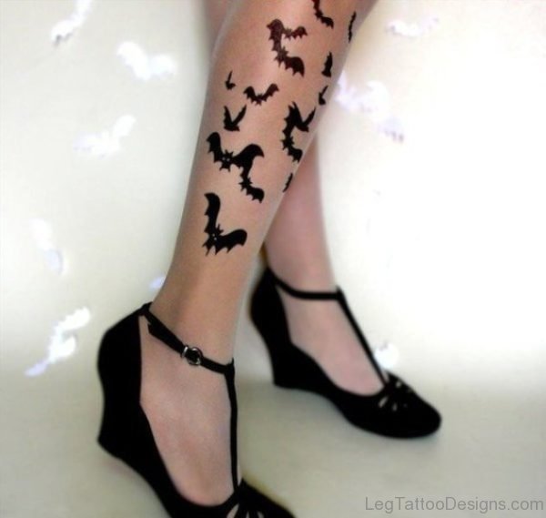 Bat Bid Tattoo On Leg