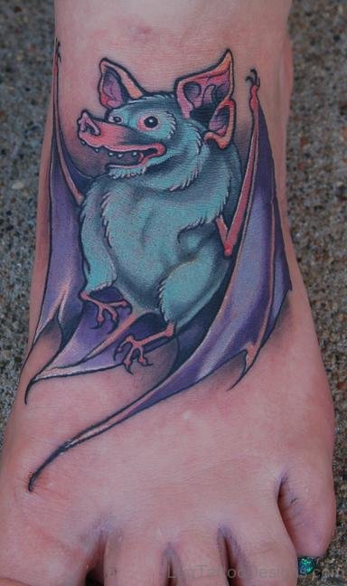 Bat Tattoo On Foot
