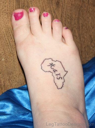 Beautiful African Map Tattoo On Right Foot