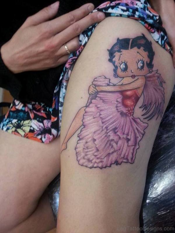 Beautiful Betty Boop Tattoo On Thigh