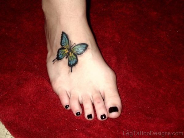 Beautiful Butterfly Tattoo On Foot