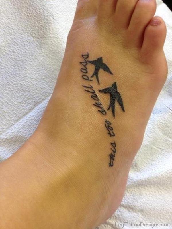 Beautiful Flying Bird Tattoo On Foot
