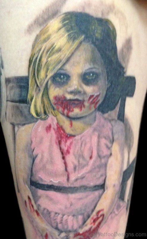 Beautiful Girl Zombie Tattoo