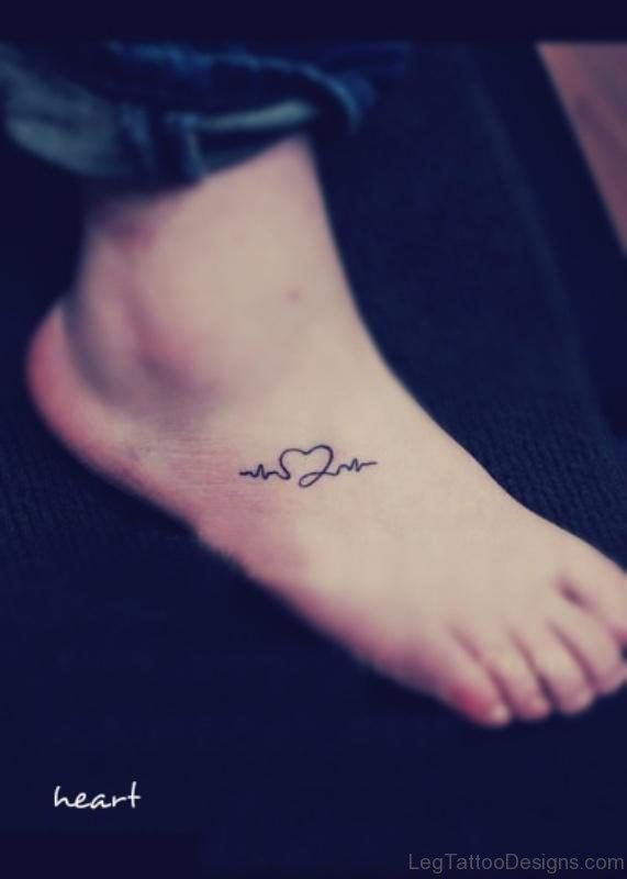 Beautiful Heart Tattoo On Foot