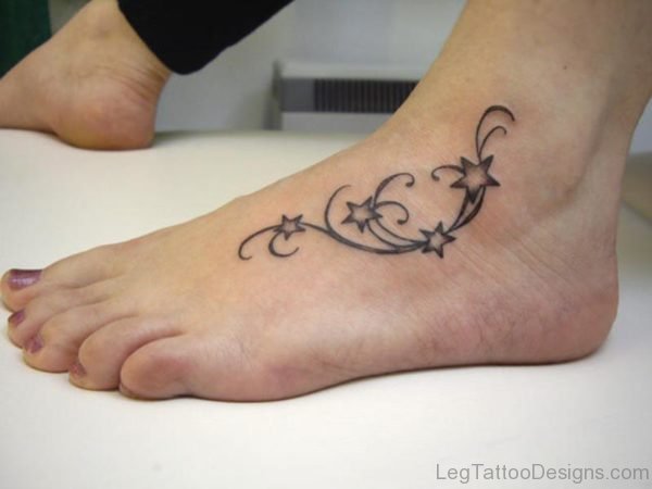 Beautiful Star Tattoo On Foot
