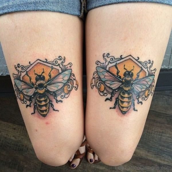Bee Tattoo On Thigh