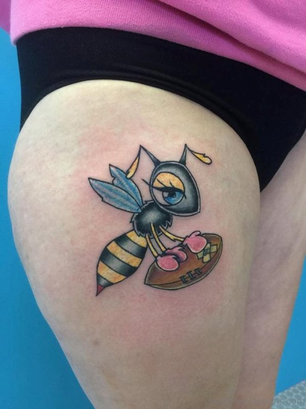 Bee Tattoo On Thigh