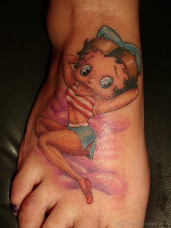 Betty Boop Tattoo On Foot