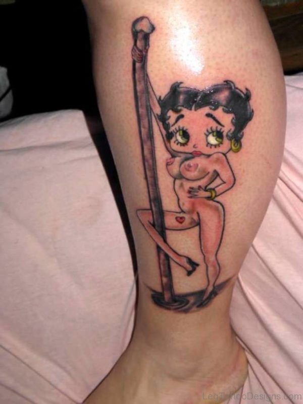 Betty Boop Tattoo On Leg