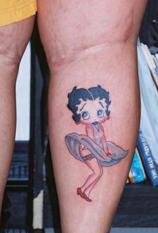 Betty Boop Tattoo On Thigh