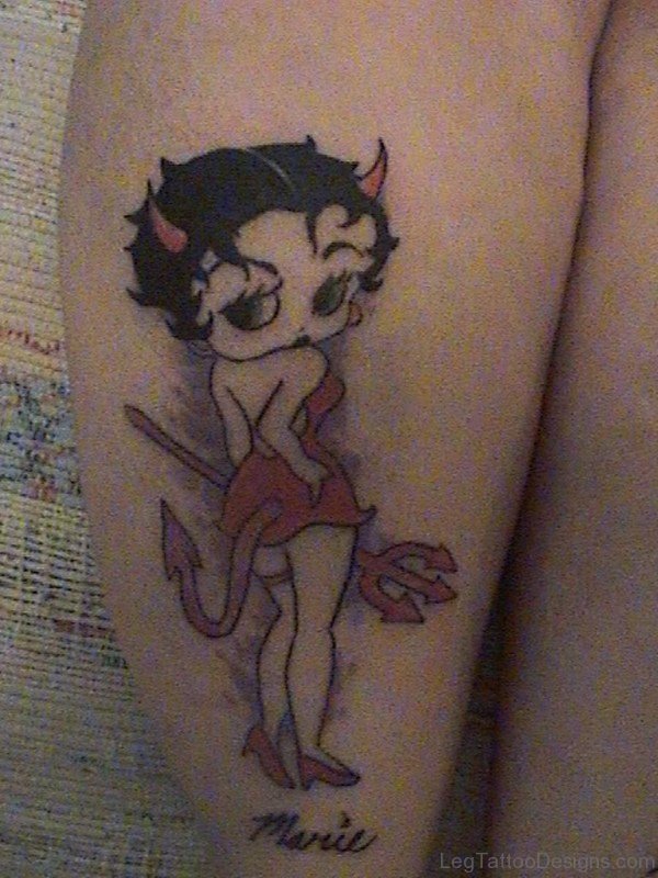 Betty Boop Tattoo On Thigh