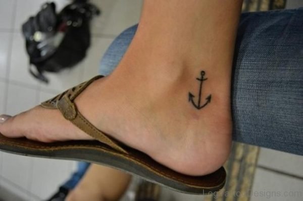 Black Anchor Ankle Tattoo