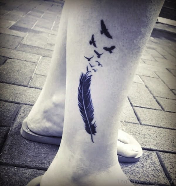 Black And White Bird Tattoo