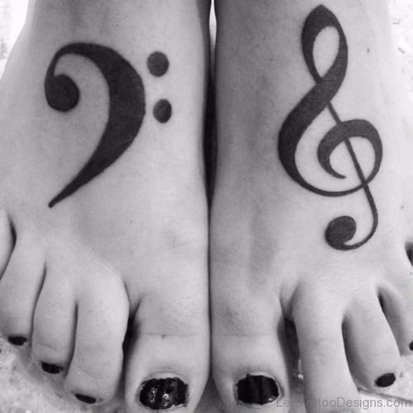 Black And White Music Note Tattoo 