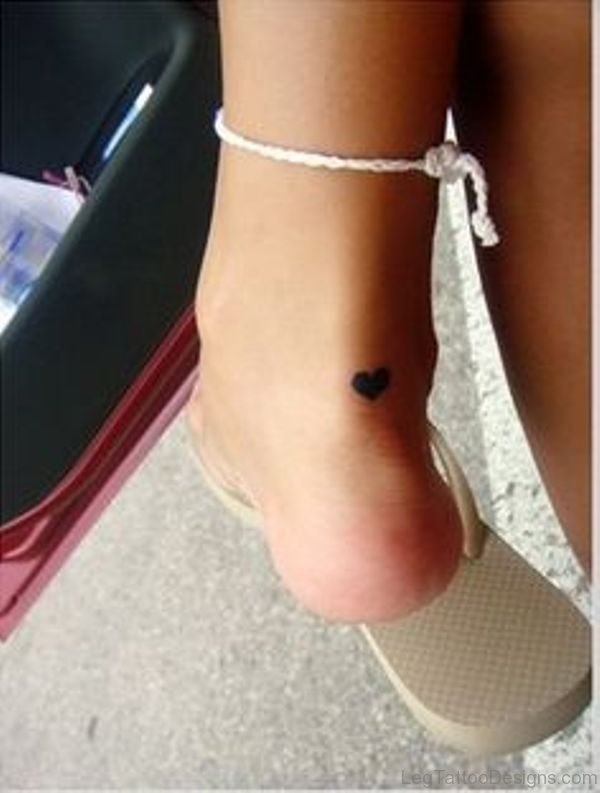 Black Heart Tattoo On Ankle