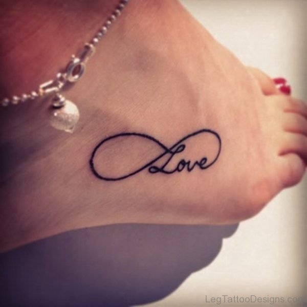 Black Infinity Love Tattoo on Ankle