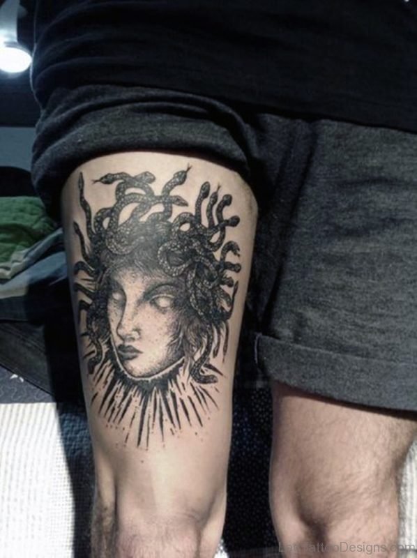 Black Ink Medusa Tattoo