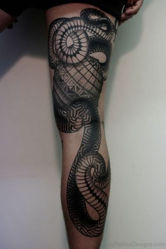 Black Ink Snake Tattoo