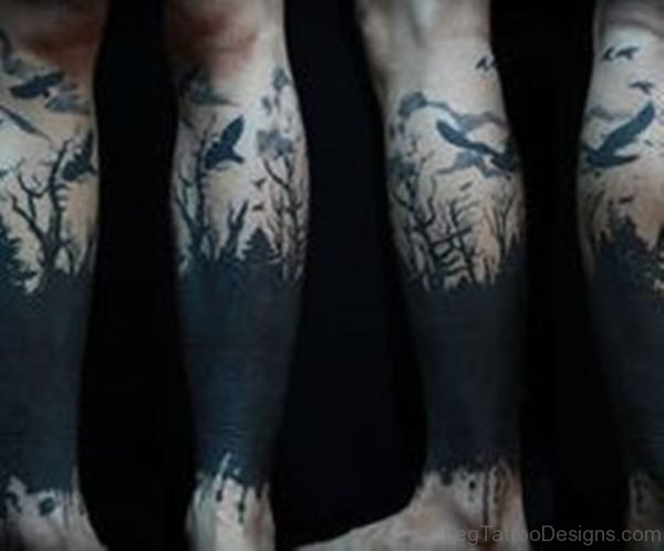 Black Ink Tree Tattoo