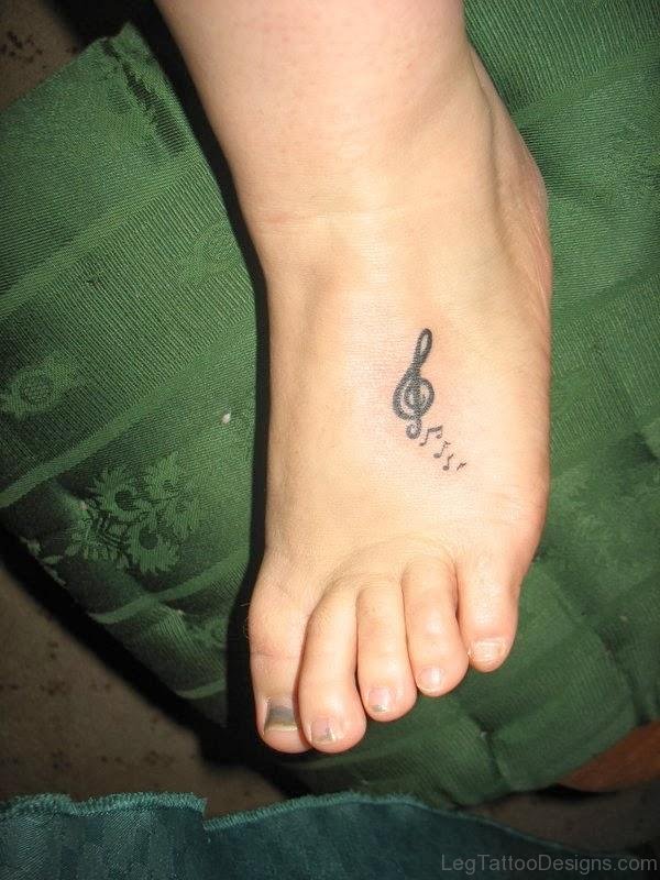 Black Music Tattoo On Foot