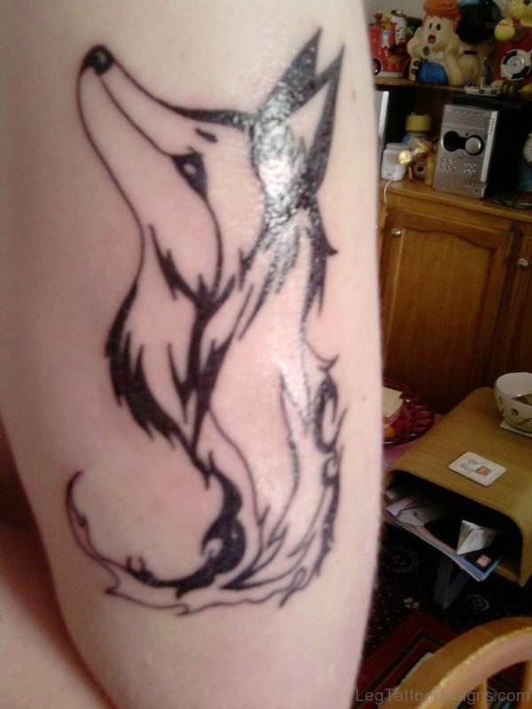 Black Outline Fox Tattoo