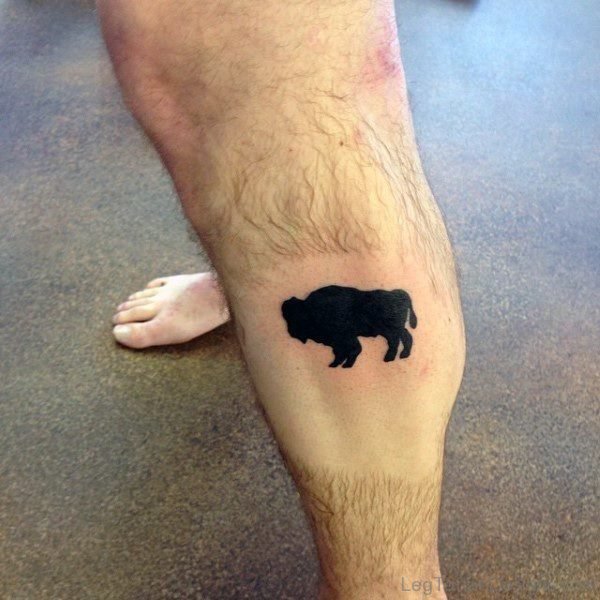 Black Taurus Leg Tattoo