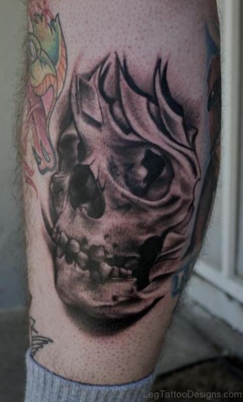 Black and Grey Skull Tattoo