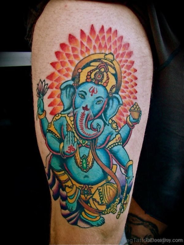 Blue Ganesha Tattoo