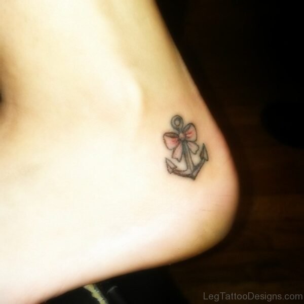 Bow Anchor Tattoo On Ankle