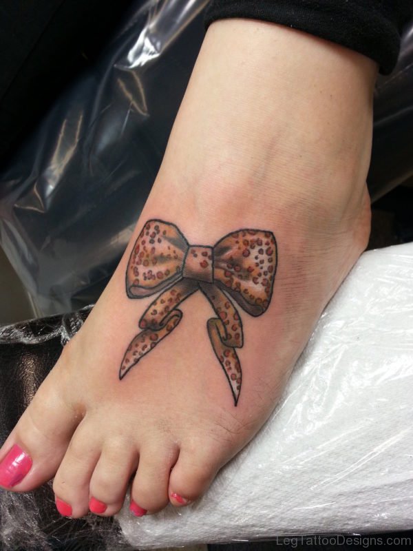 Bow Tattoo On Foot