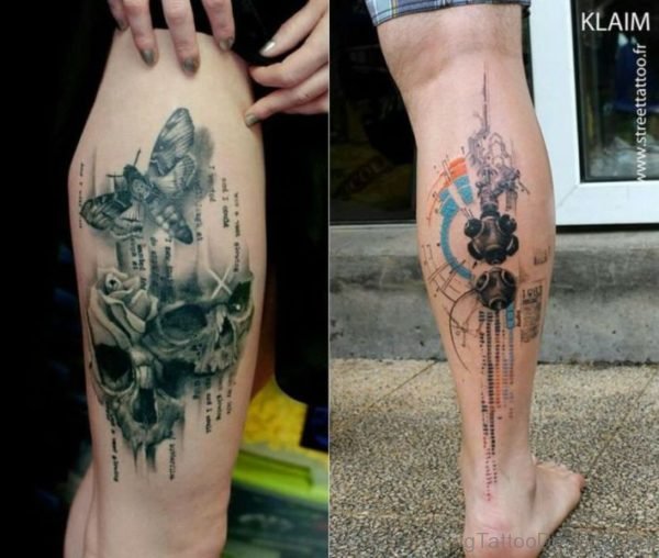 Butetrfly And Skull Tattoo