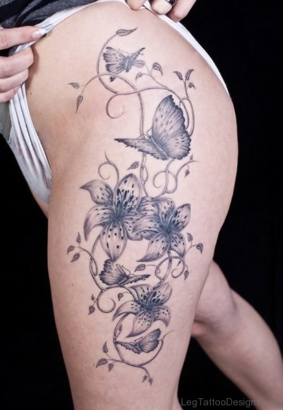 Butterflies And Lily Tattoo